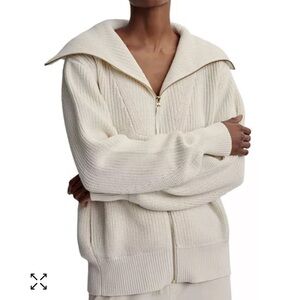 Varley Cream Zip-Up Sweater
